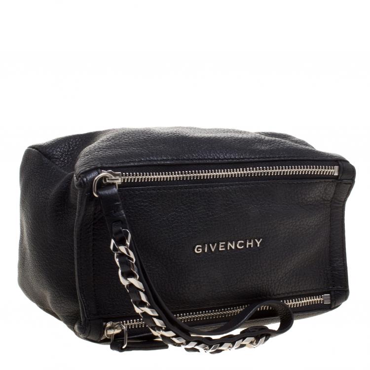 Pre Owned Givenchy Black Leather Pandora Wristlet Clutch