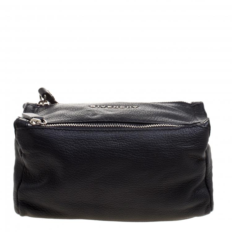 Pre Owned Givenchy Black Leather Pandora Wristlet Clutch