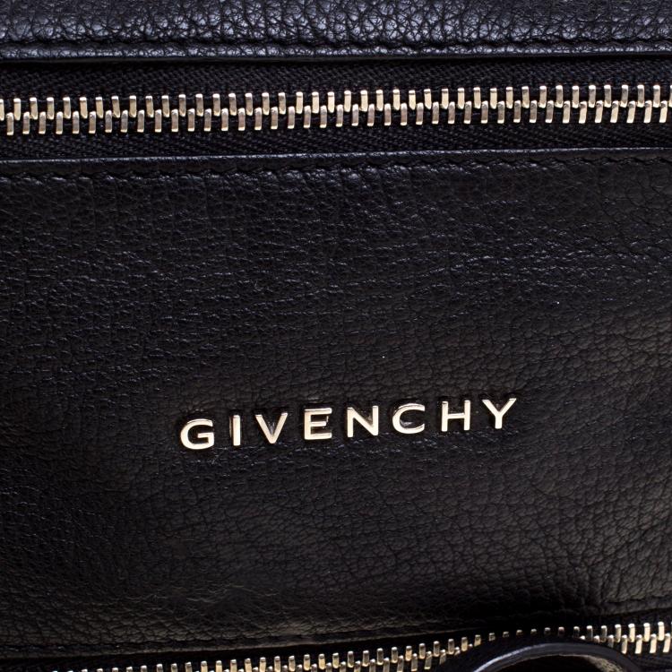 Pre Owned Givenchy Black Leather Pandora Wristlet Clutch
