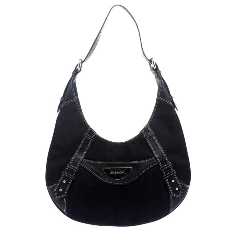 Pre Owned Givenchy Black Canvas Signature Hobo
