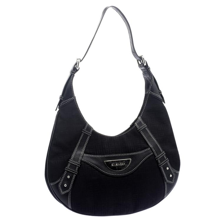 Pre Owned Givenchy Black Canvas Signature Hobo