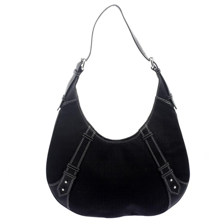 Pre Owned Givenchy Black Canvas Signature Hobo