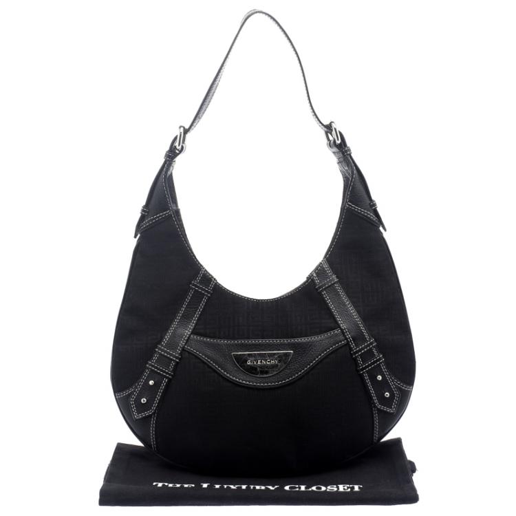 Pre Owned Givenchy Black Canvas Signature Hobo