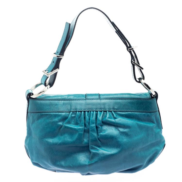 Pre Owned Givenchy Ocean Blue Leather Tassel Shoulder Bag