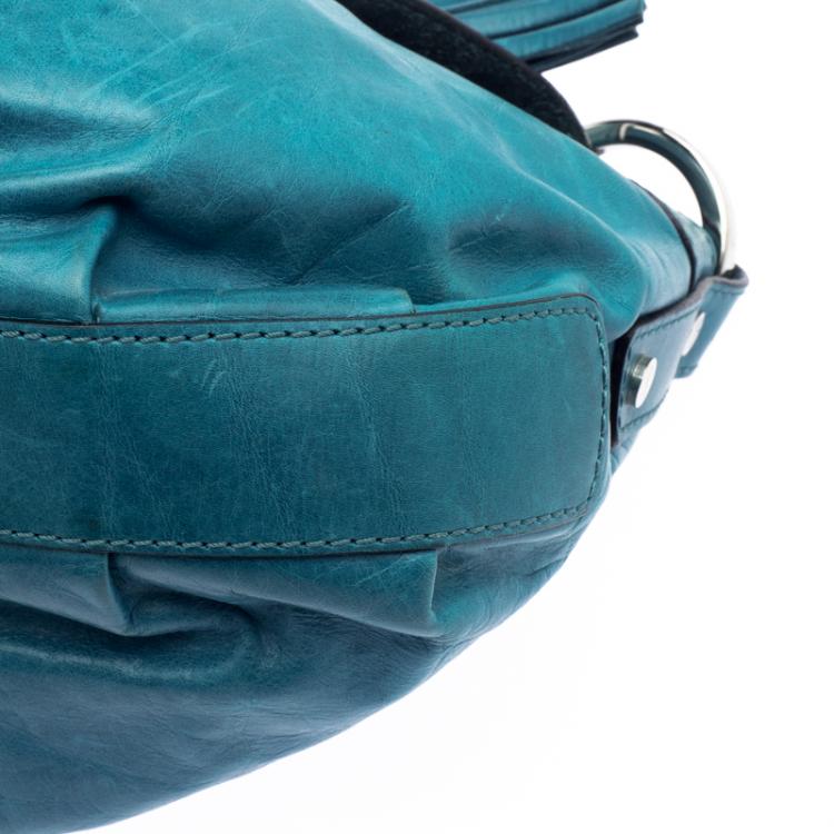 Pre Owned Givenchy Ocean Blue Leather Tassel Shoulder Bag