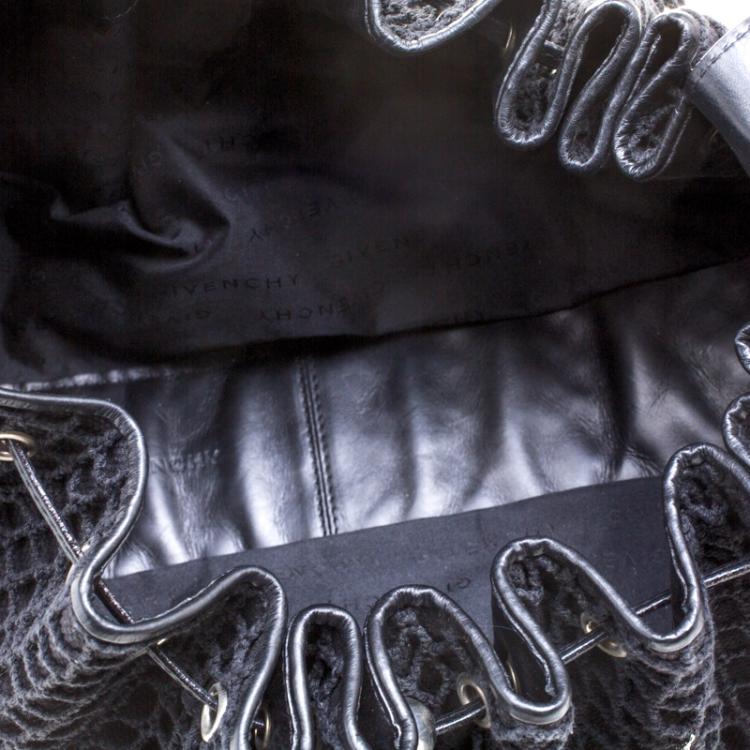 Pre Owned Givenchy Black Mesh and Canvas Pumpkin Bucket Bag