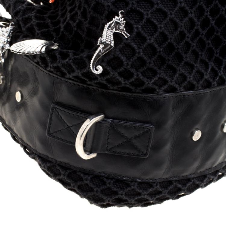 Pre Owned Givenchy Black Mesh and Canvas Pumpkin Bucket Bag
