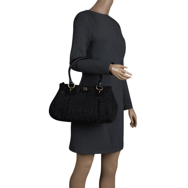Pre Owned Givenchy Black Canvas and Leather Signature Double Zip Satchel