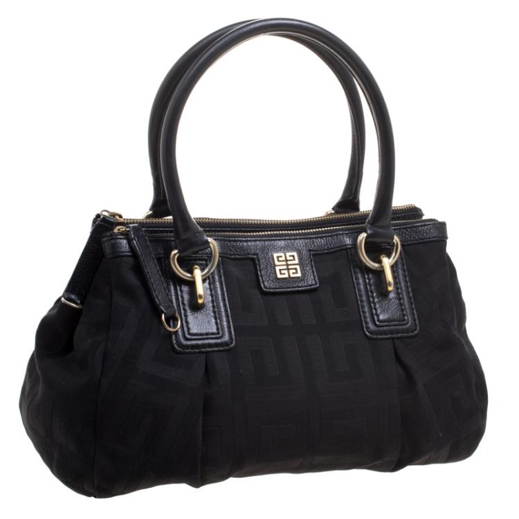 Pre Owned Givenchy Black Canvas and Leather Signature Double Zip Satchel