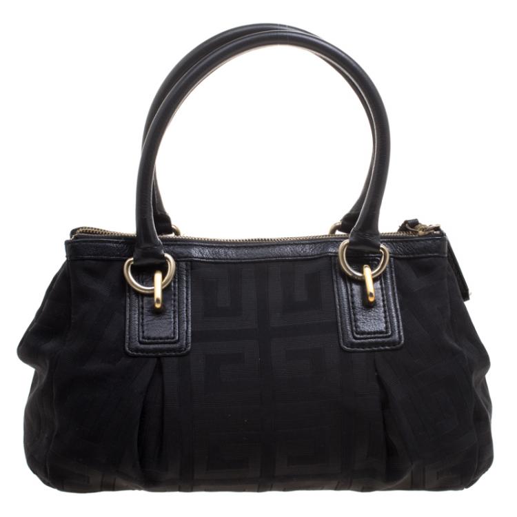 Pre Owned Givenchy Black Canvas and Leather Signature Double Zip Satchel