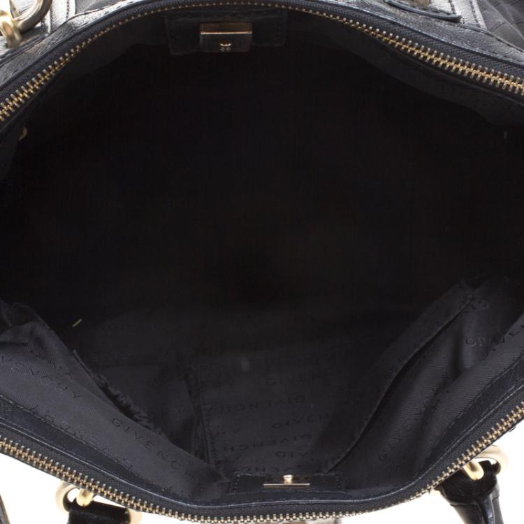 Pre Owned Givenchy Black Canvas and Leather Signature Double Zip Satchel