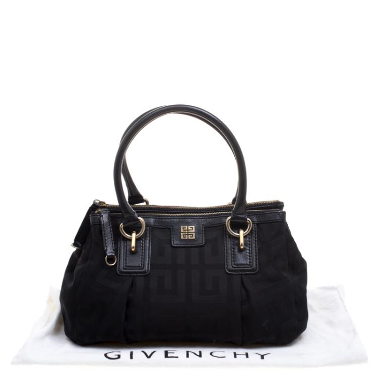 Pre Owned Givenchy Black Canvas and Leather Signature Double Zip Satchel