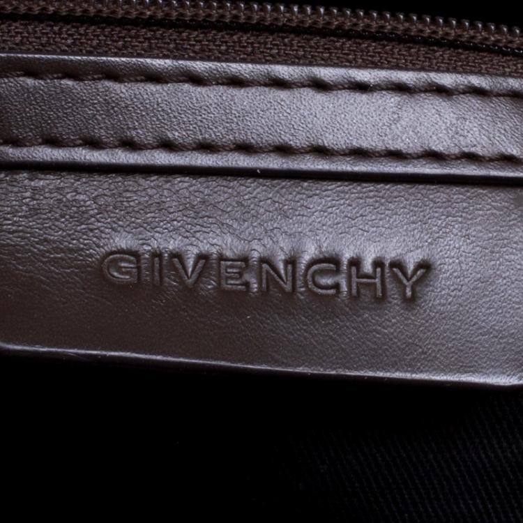 مملوكة مسبقًا Givenchy Brown Canvas and Leather Large Logo Print Hobo
