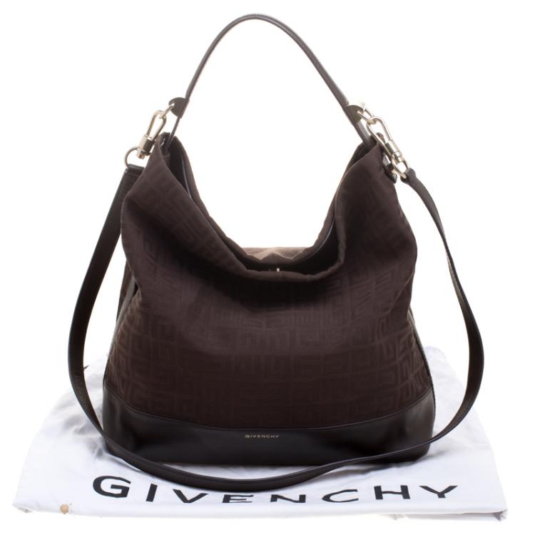 مملوكة مسبقًا Givenchy Brown Canvas and Leather Large Logo Print Hobo
