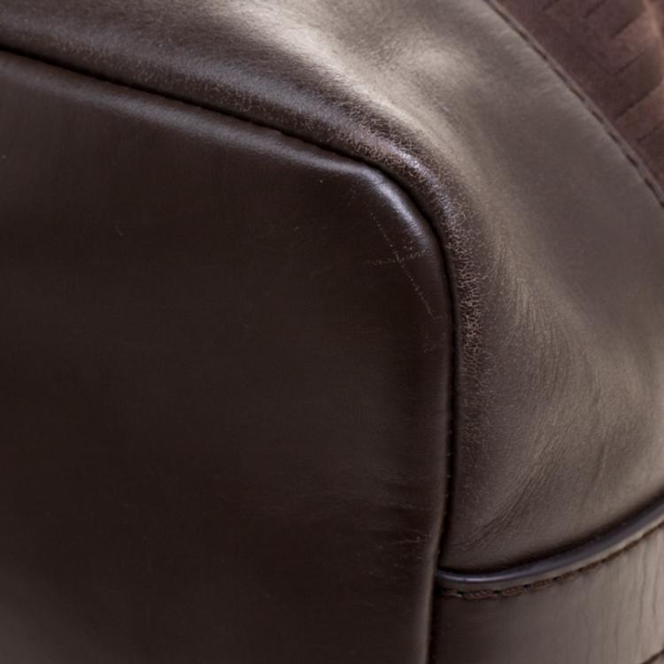 مملوكة مسبقًا Givenchy Brown Canvas and Leather Large Logo Print Hobo