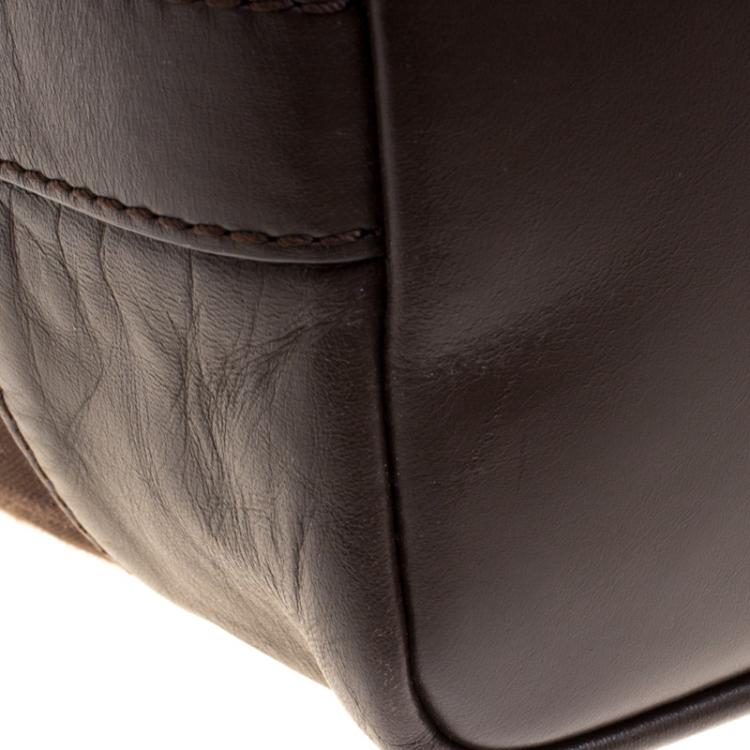 مملوكة مسبقًا Givenchy Brown Canvas and Leather Large Logo Print Hobo