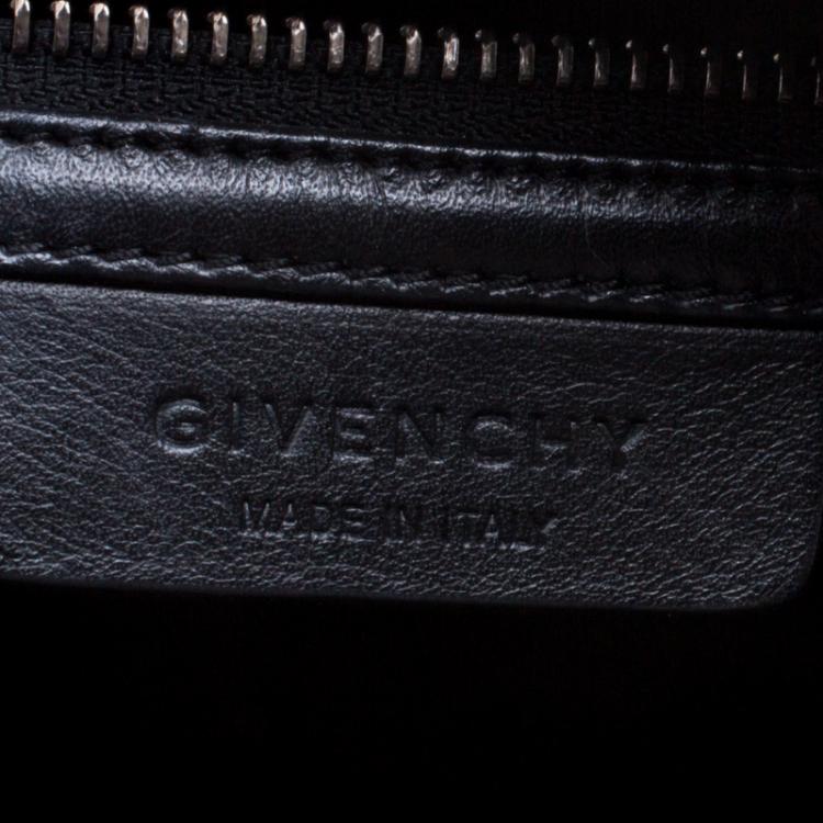 Pre Owned Givenchy Black Croc Embossed Leather Trim Medium Antigona Satchel