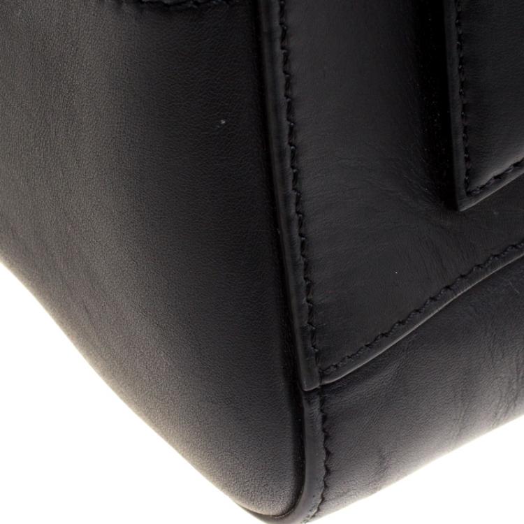 Pre Owned Givenchy Black Croc Embossed Leather Trim Medium Antigona Satchel