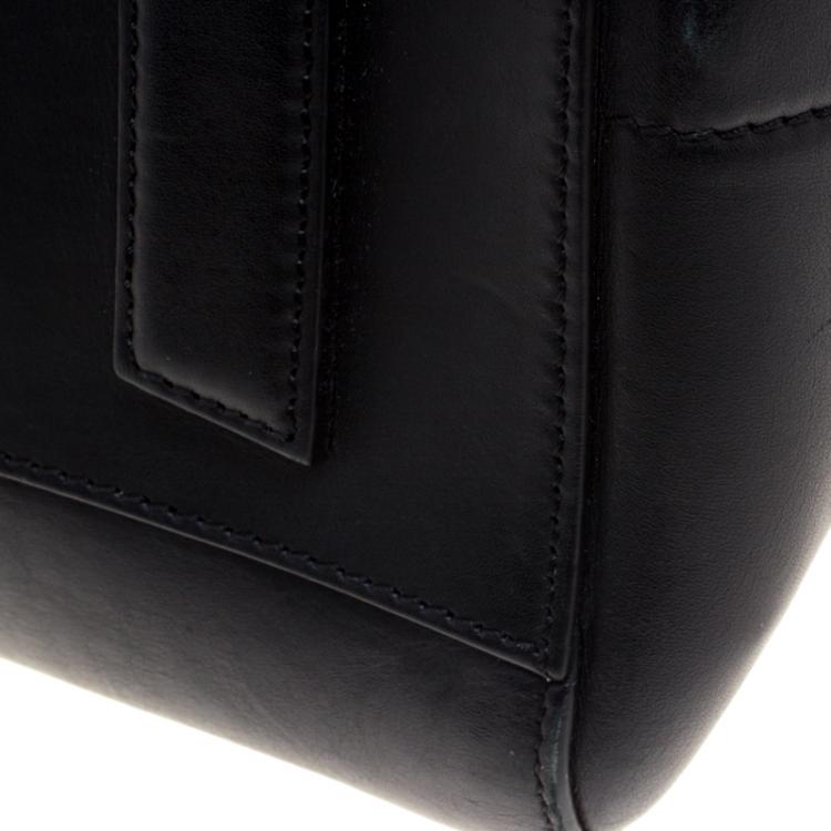 Pre Owned Givenchy Black Croc Embossed Leather Trim Medium Antigona Satchel