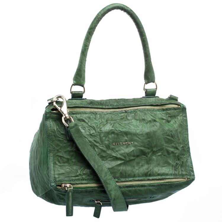 Pre Owned Givenchy Green Leather Large Pandora Crossbody Bag