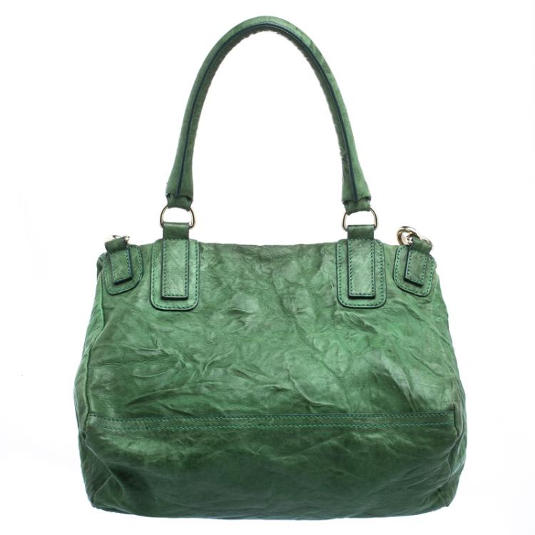 Pre Owned Givenchy Green Leather Large Pandora Crossbody Bag