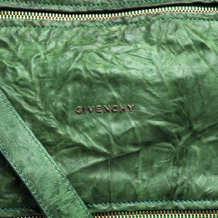 Pre Owned Givenchy Green Leather Large Pandora Crossbody Bag