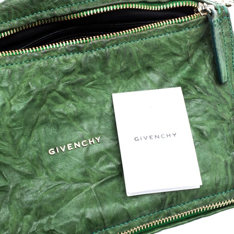 Pre Owned Givenchy Green Leather Large Pandora Crossbody Bag