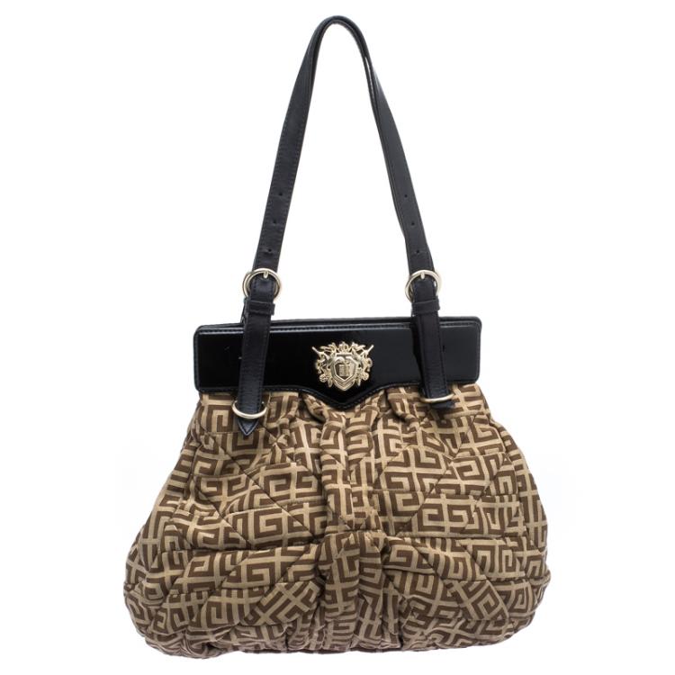 Pre Owned Givenchy Beige/Black Monogram Canvas and Leather Hobo