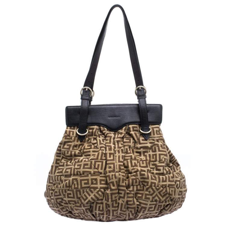Pre Owned Givenchy Beige/Black Monogram Canvas and Leather Hobo