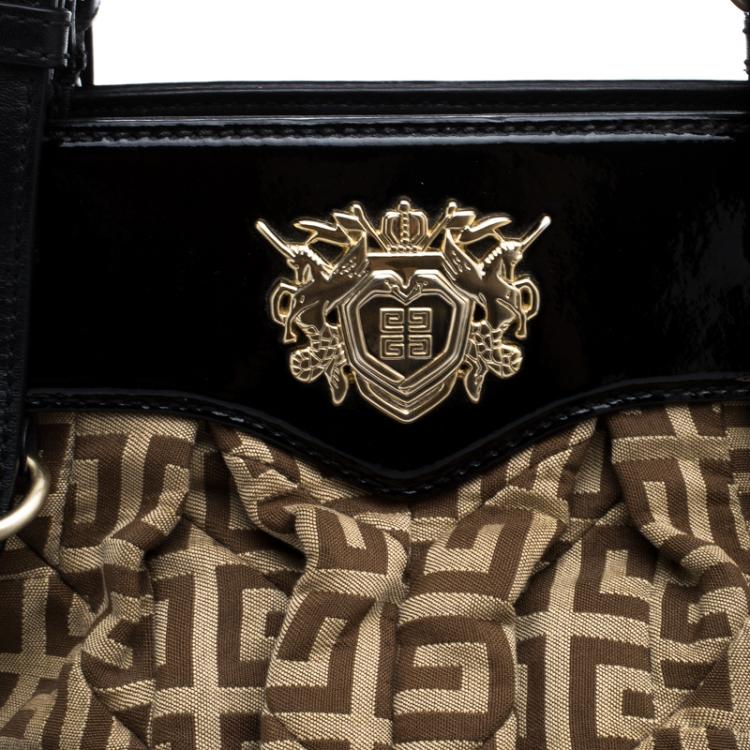 Pre Owned Givenchy Beige/Black Monogram Canvas and Leather Hobo