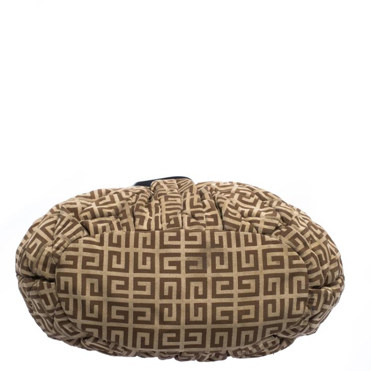 Pre Owned Givenchy Beige/Black Monogram Canvas and Leather Hobo
