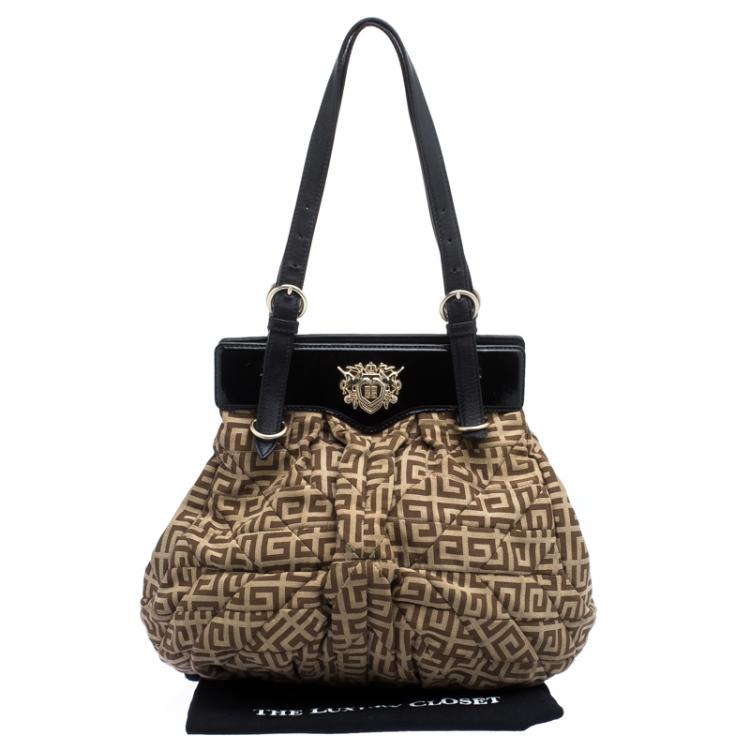 Pre Owned Givenchy Beige/Black Monogram Canvas and Leather Hobo