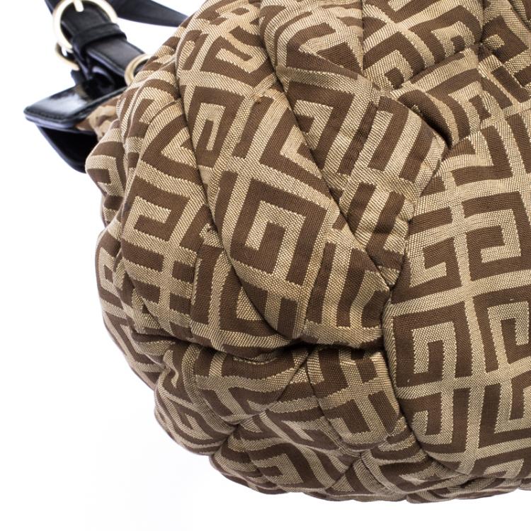 Pre Owned Givenchy Beige/Black Monogram Canvas and Leather Hobo