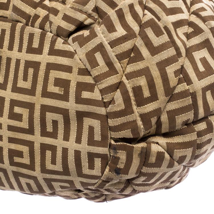 Pre Owned Givenchy Beige/Black Monogram Canvas and Leather Hobo