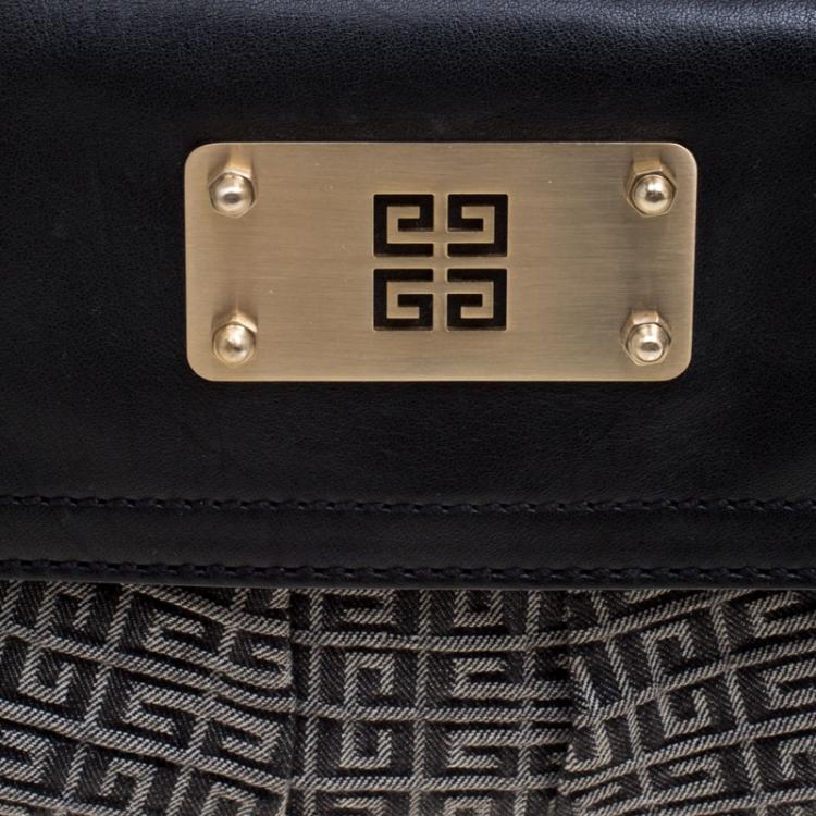 Pre Owned Givenchy Grey/Black Canvas and Leather Shoulder Bag