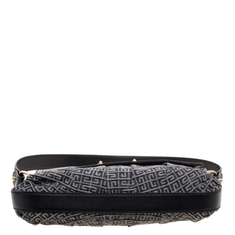 Pre Owned Givenchy Grey/Black Canvas and Leather Shoulder Bag