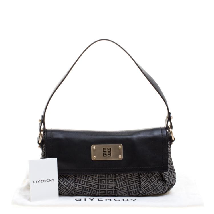 Pre Owned Givenchy Grey/Black Canvas and Leather Shoulder Bag