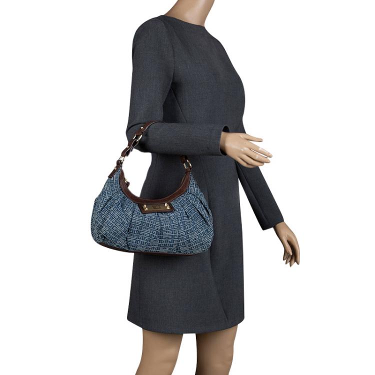 مملوكة مسبقًا Givenchy Blue/Brown Monogram Canvas Hobo