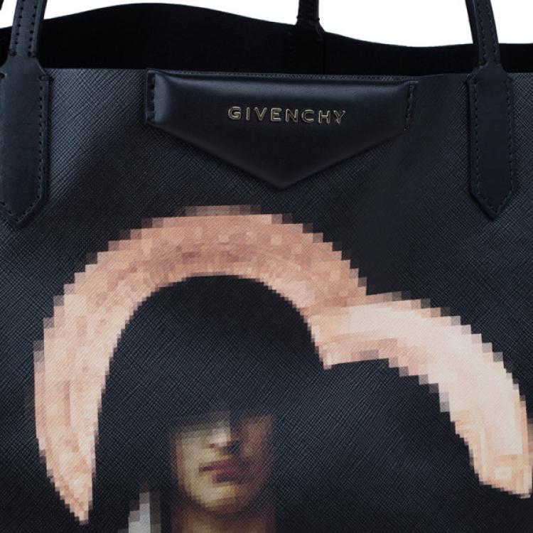 Pre Owned Givenchy Black Canvas Madonna Print Shopper