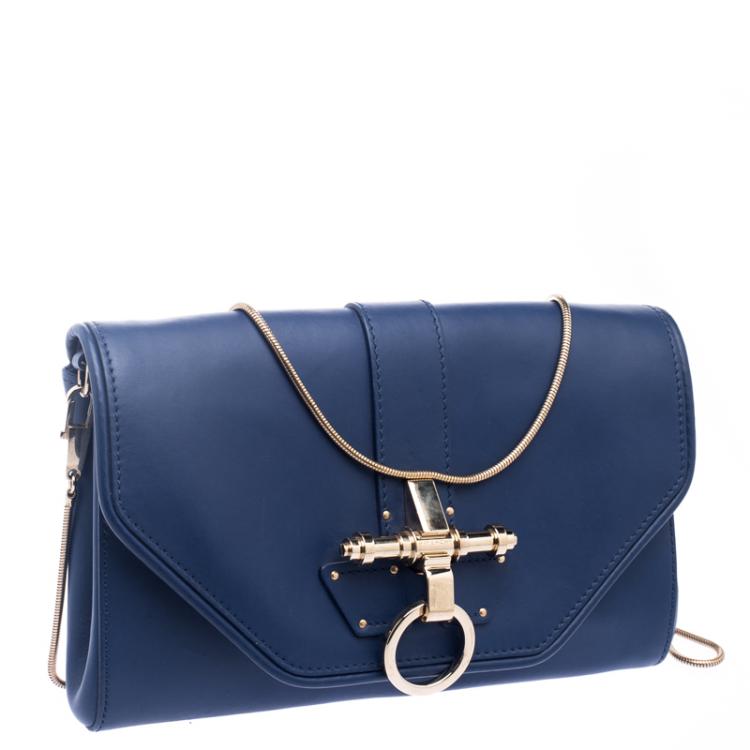 Pre Owned Givenchy Navy Blue Leather Obsedia Shoulder Bag