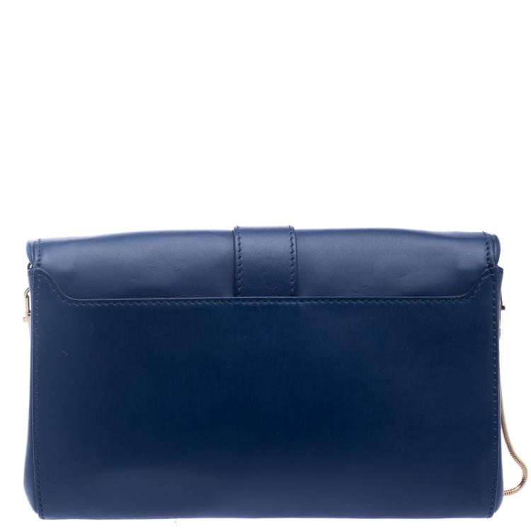Pre Owned Givenchy Navy Blue Leather Obsedia Shoulder Bag