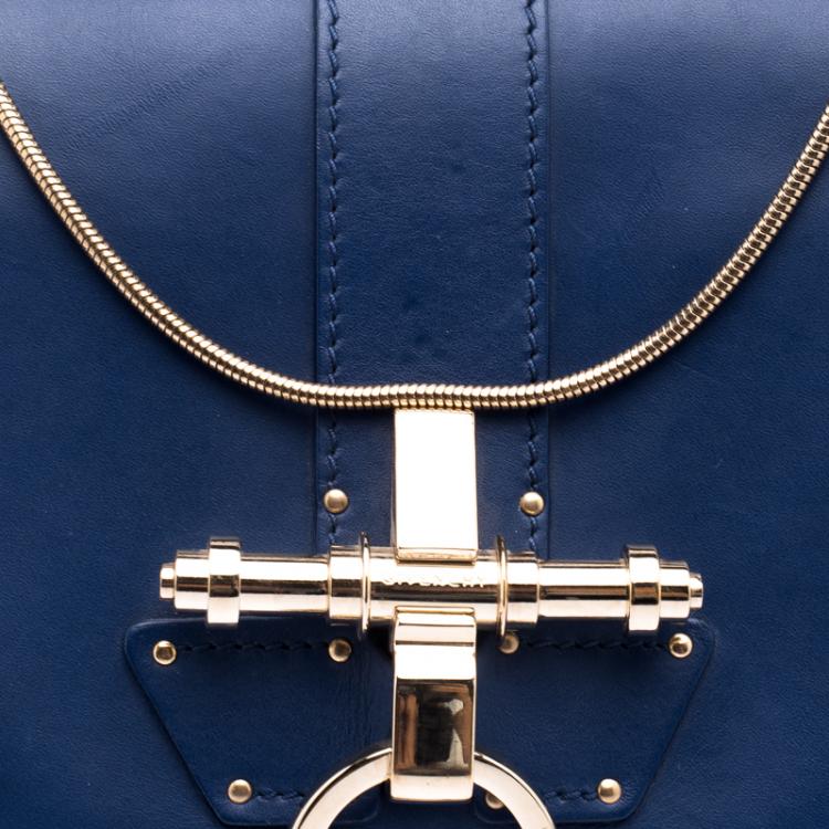 Pre Owned Givenchy Navy Blue Leather Obsedia Shoulder Bag