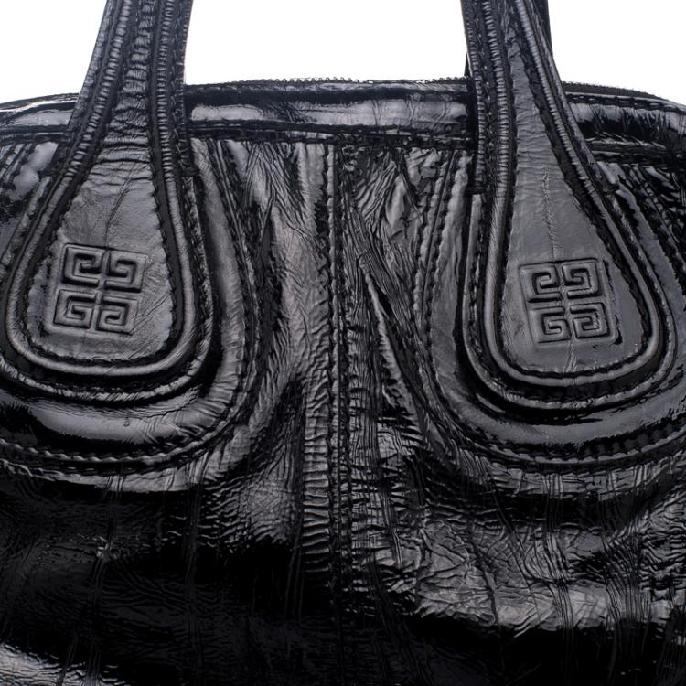 Pre Owned Givenchy Black Patent Leather Oversize Nightingale Tote