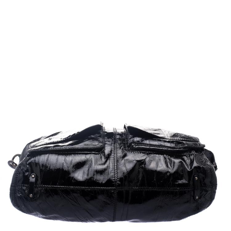 Pre Owned Givenchy Black Patent Leather Oversize Nightingale Tote