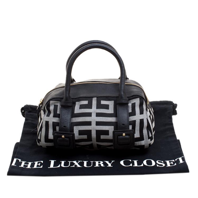 Pre Owned Givenchy Black/Grey Monogram Fabric Satchel