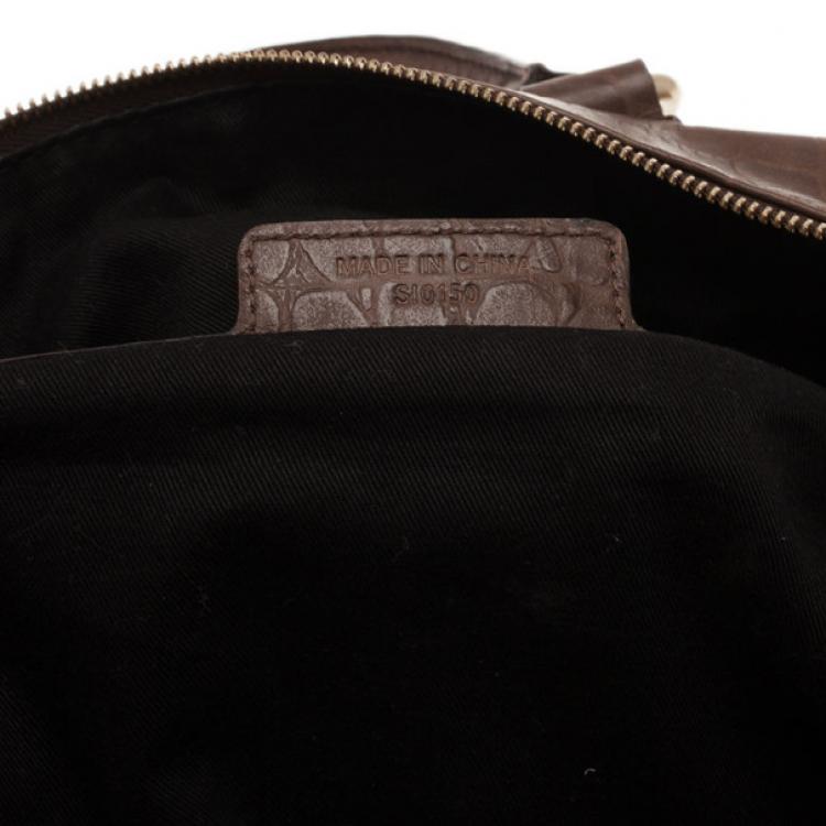 Pre Owned Givenchy Brown Croc Embossed Duffle Bag