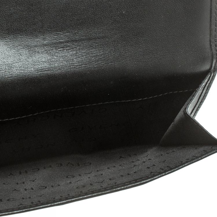 Pre Owned Givenchy Black Fabric and Leather Signature Compact Wallet