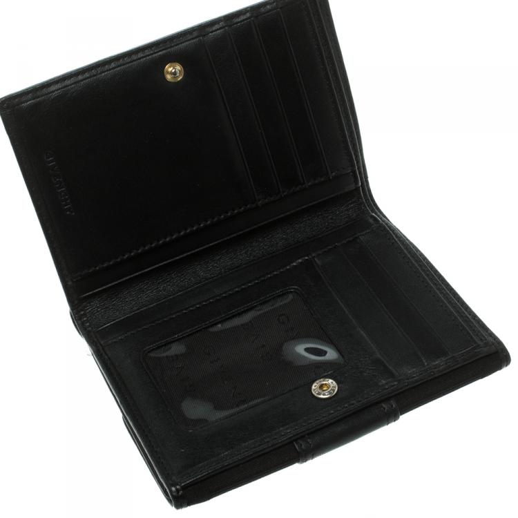 Pre Owned Givenchy Black Fabric and Leather Signature Compact Wallet
