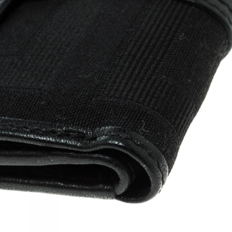 Pre Owned Givenchy Black Fabric and Leather Signature Compact Wallet