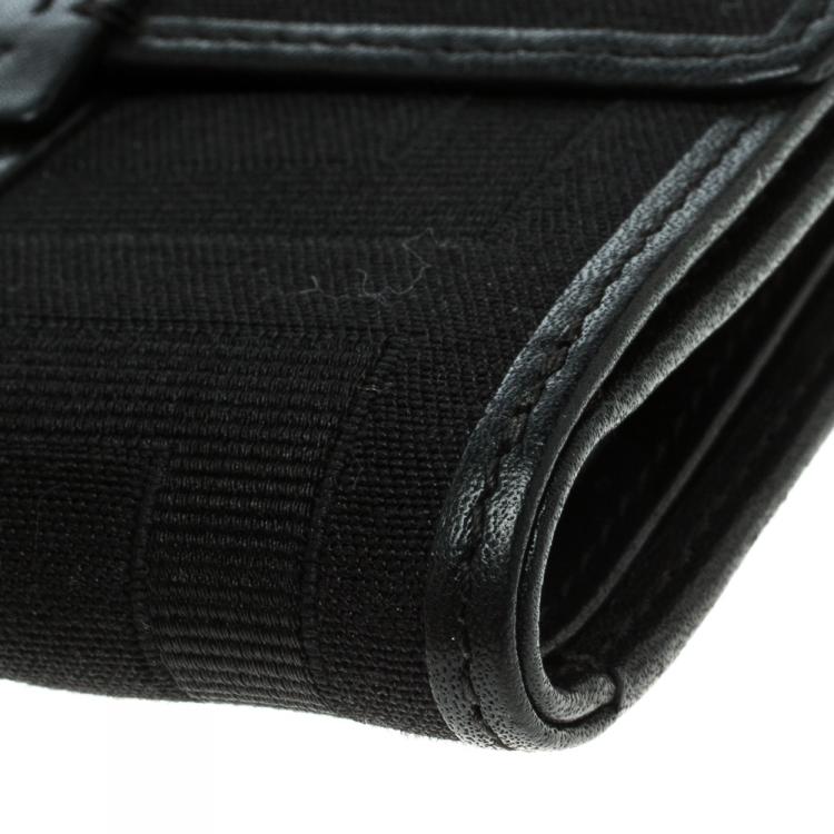 Pre Owned Givenchy Black Fabric and Leather Signature Compact Wallet
